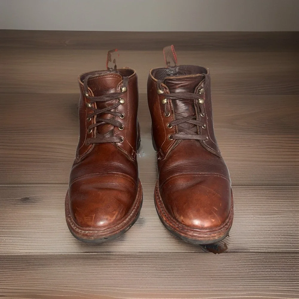 Allen Edmonds Hearst Brown Cap Toe Leather Boot Mens Size 10.5  Dainite Sole